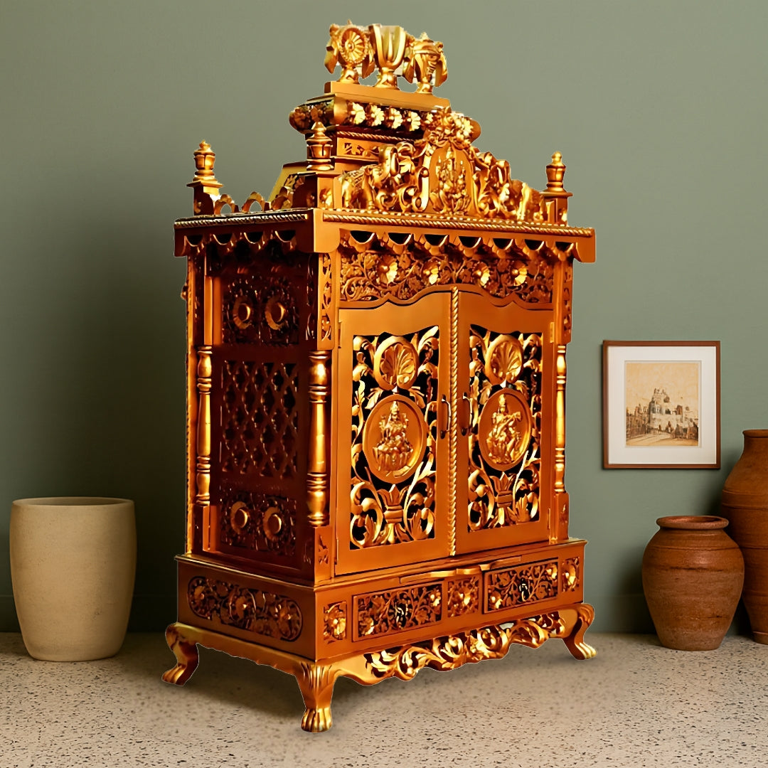 lifestyle view of Archisha Teak Wood Mandap (Gold) 