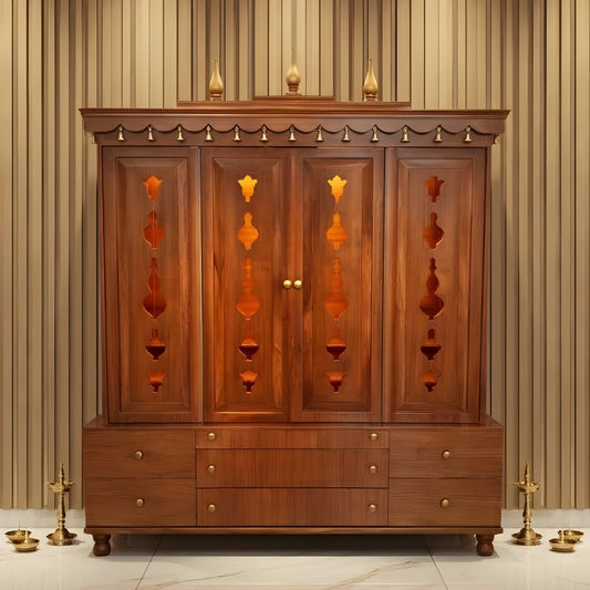 lifestyle view  of Arjit Teak Wood Pooja Mandap (Teak) 