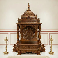 lifestyle view of Asha Teak Wood Mandap (Teak) dimensions 