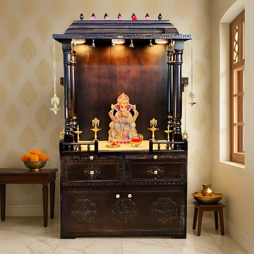 Bhaskara Teak Wood Mandap (Brown)