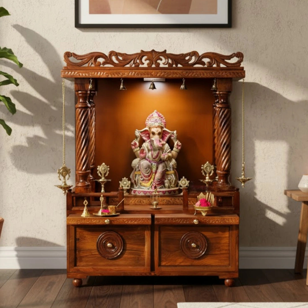lifestyle view  of Bhavya Teak Wood Mandir (Teak)