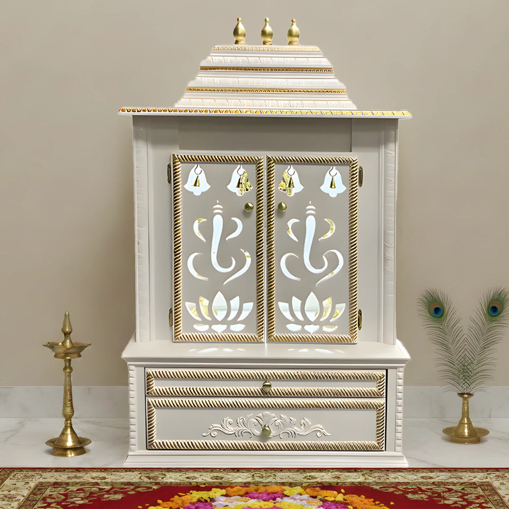 lifestyle veiw of Brahmjyot Teak Wood Mandap (White)