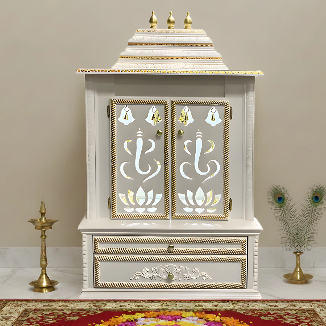 lifestyle veiw of Brahmjyot Teak Wood Mandap (White)