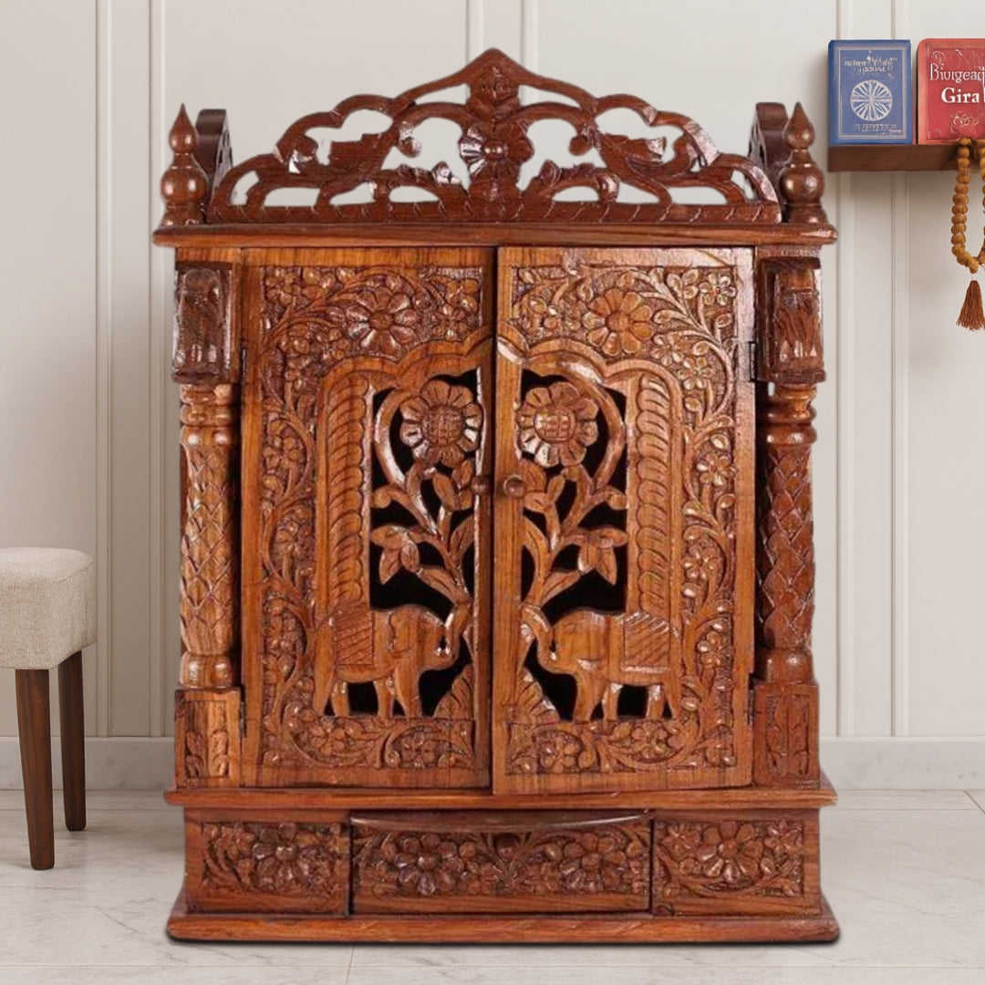 lifestyle view of Keshava Teak Wood Mandir (Teak)