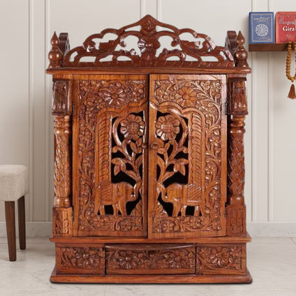 lifestyle view of Keshava Teak Wood Mandir (Teak)