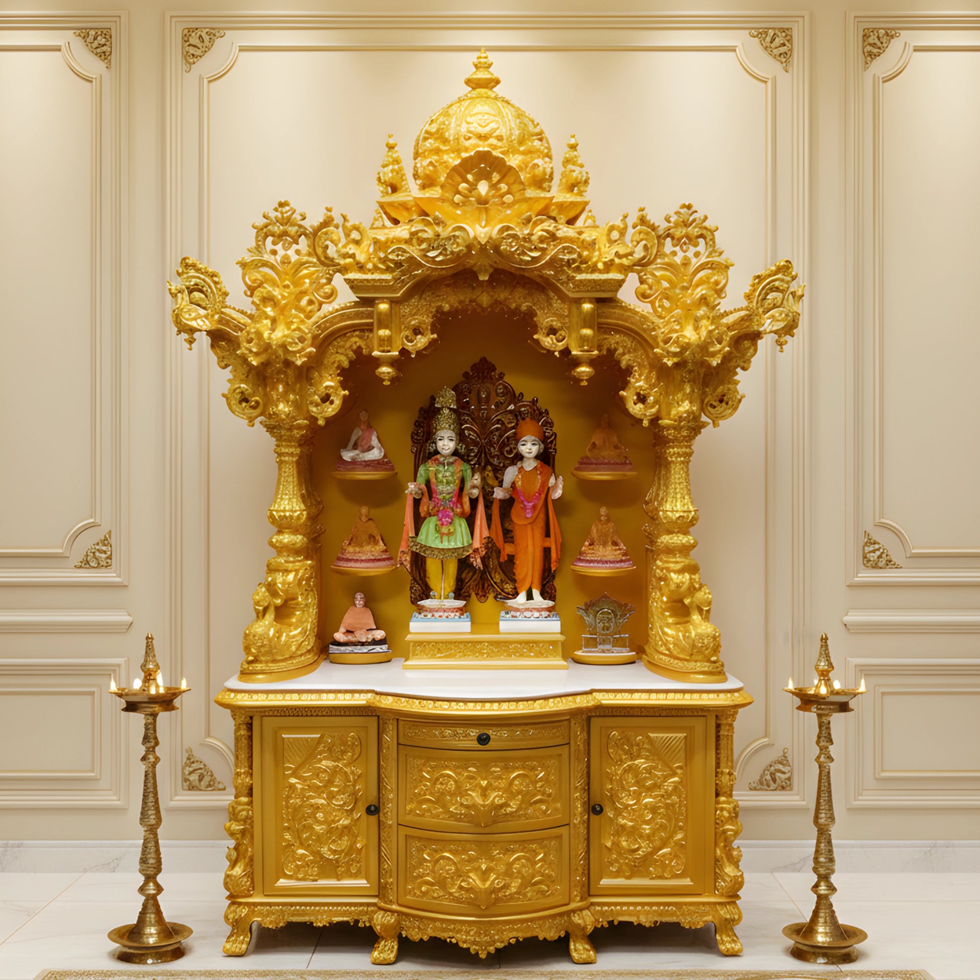 lifestyle view  of Kiran Teak Wood Mandap (Gold)   