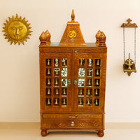 lifestyle view of Krittika Teak Wood Mandir (Teak) 