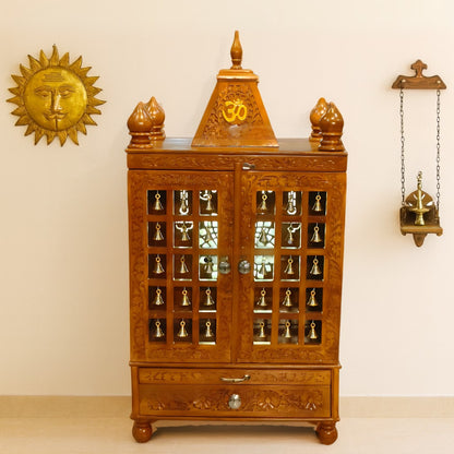 lifestyle view of Krittika Teak Wood Mandir (Teak) 