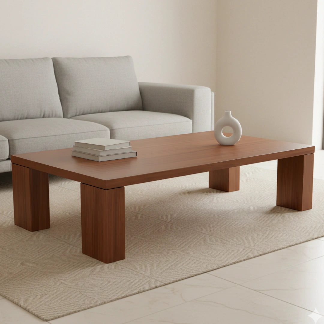 lifestyle view of Lustre Teak Wood Centre Table (Teak) 