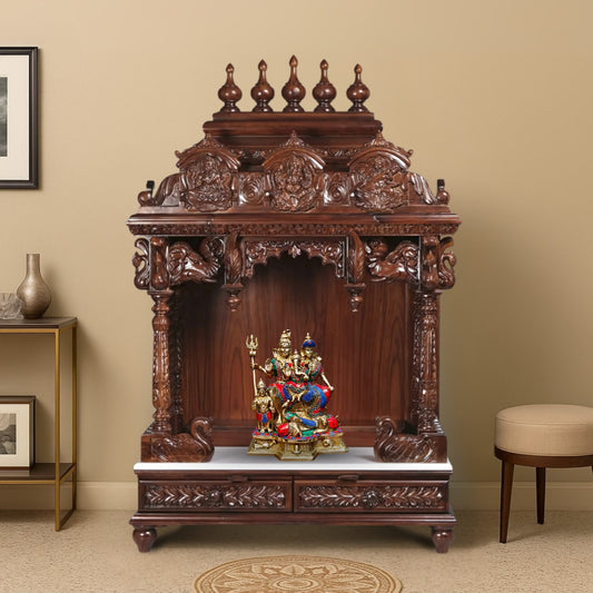 lifestyle view  of Maitri Teak Wood Mandir (Brown) 