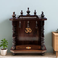 lifestyle view of  Peethika Teak Wood Mandir (Brown) 