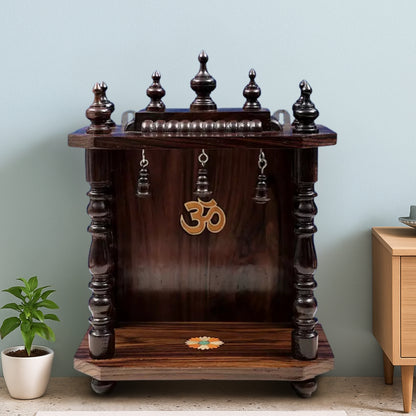 lifestyle view of  Peethika Teak Wood Mandir (Brown) 