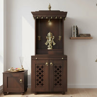lifestyle view of Rudralaya Teak Wood Pooja Mandap (Wenge)