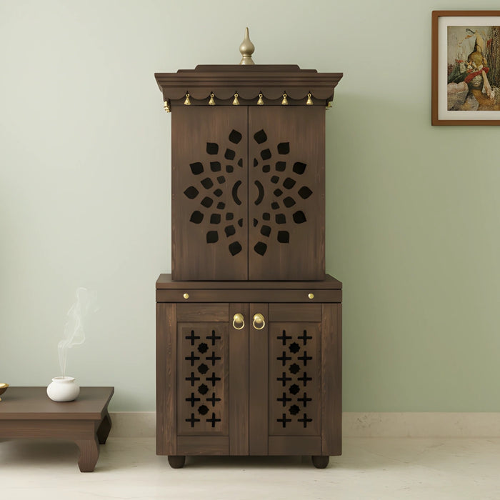 Rudralaya Teak Wood Pooja Mandap with Door (Wenge)