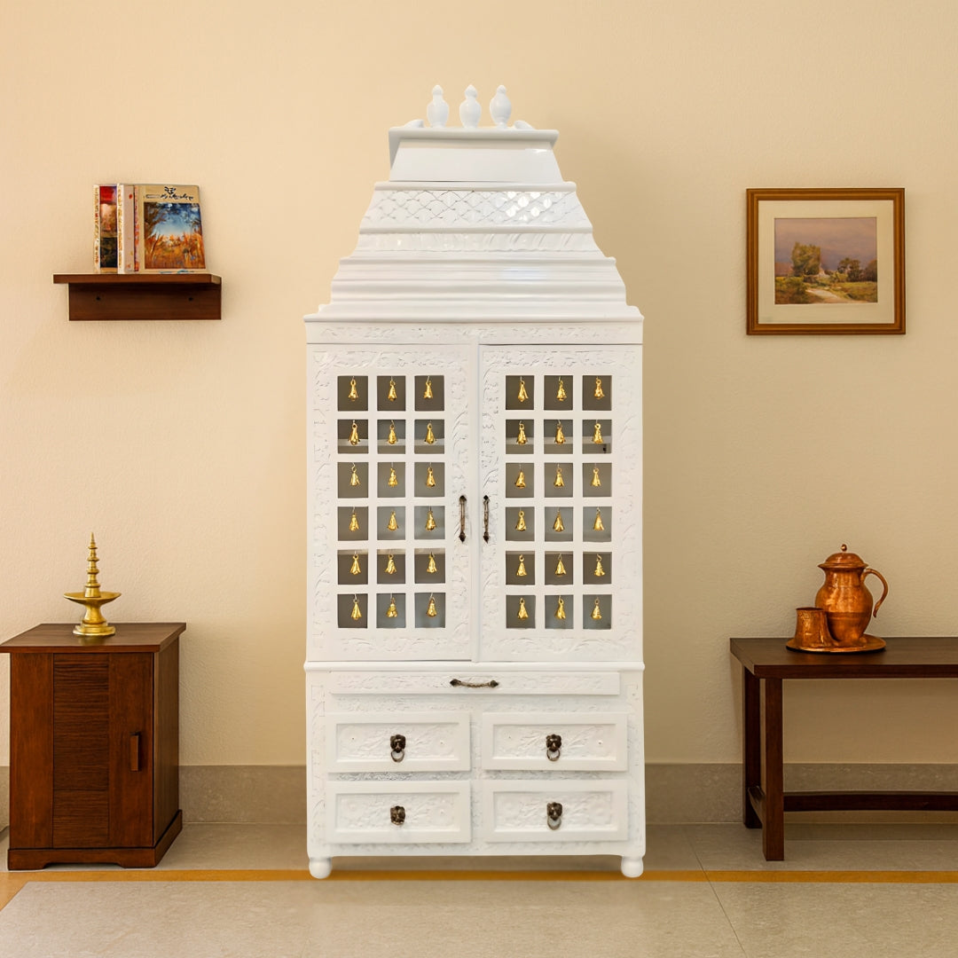 lifestyle view of Samarpan Teak Wood Mandap (White) 