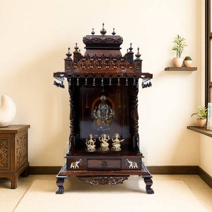 lifestyle view   of Sannidhi Teak Wood Mandir (Brown) 