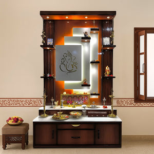 Shoolini Teak Wood Mandap (Brown)