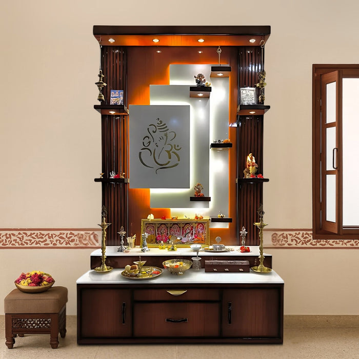 Pooja mandir — side shelves & niches