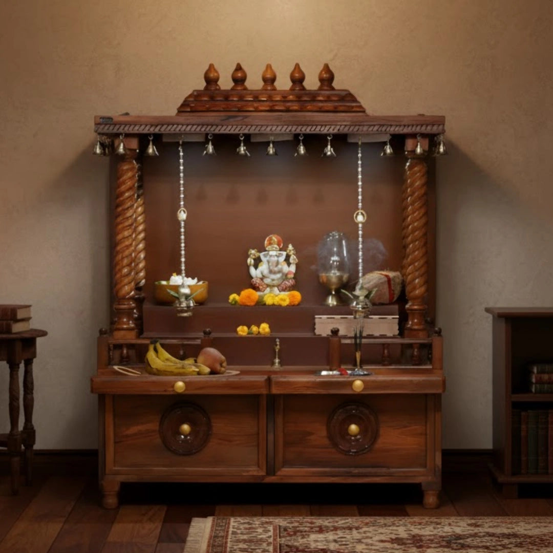 lifestyle view of Shraddha Teak Wood Mandir (Brown) 