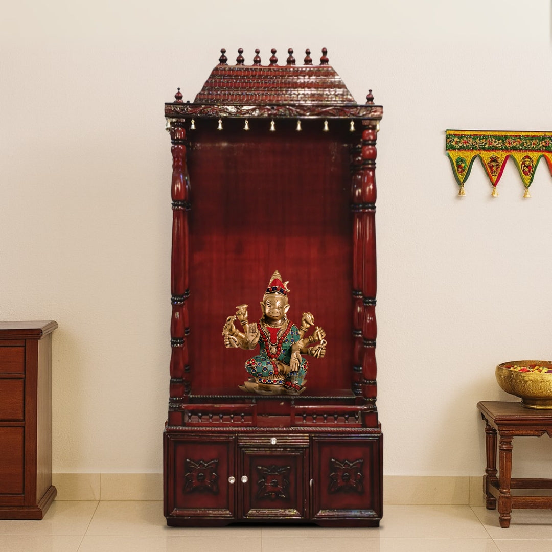 lifestyle view of Sudarshan Teak Wood Mandap (Brown)