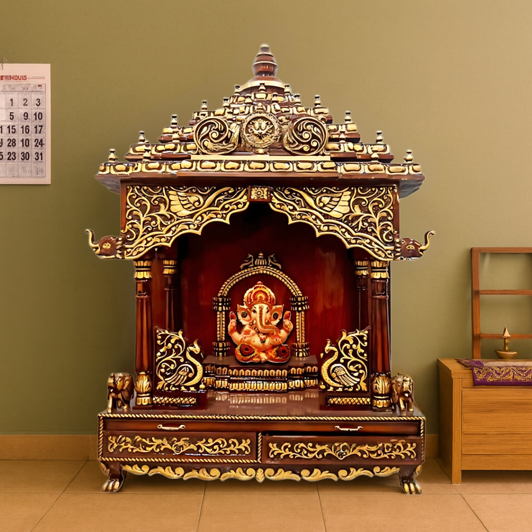 lifestyle view of Suprita Teak Wood Mandap (Cherry Gold) 