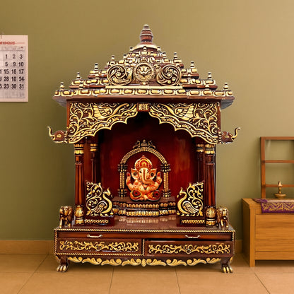 lifestyle view of Suprita Teak Wood Mandap (Cherry Gold) 