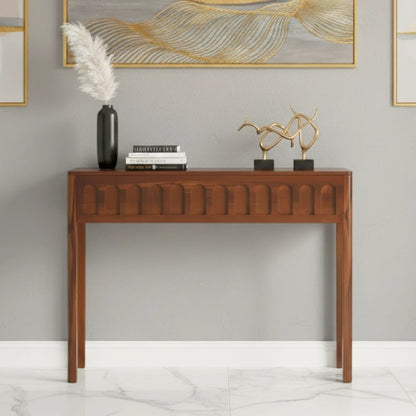 lifestyle view of Taksha Solid Wood Console Table (Teak)