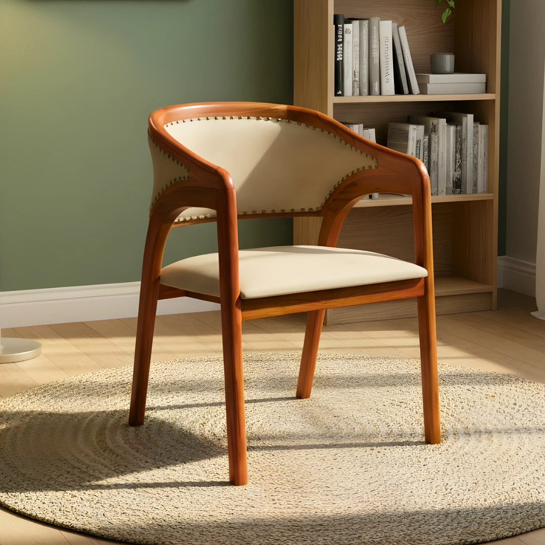 lifestyle view   of Fezra Teak Wood Arm Chair (Teak) 