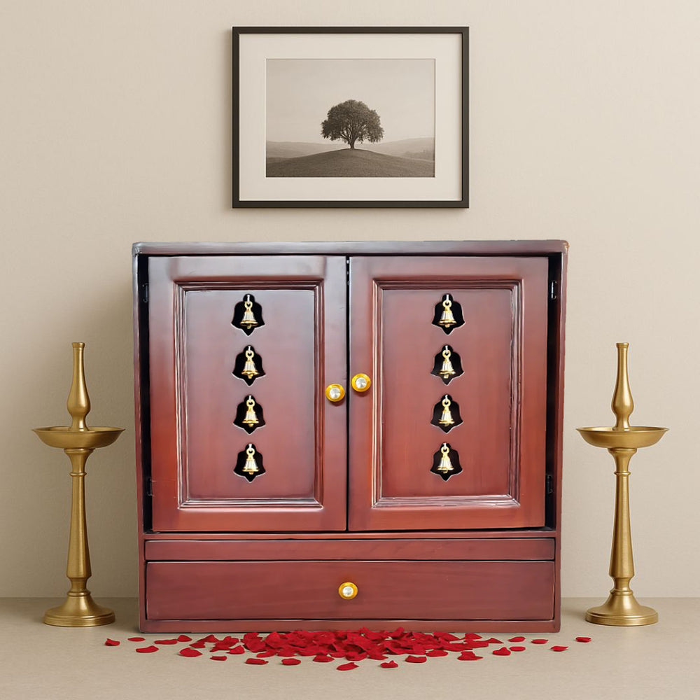 lifetyle image of Sharvakriti Teak Wood Mandir (Brown)