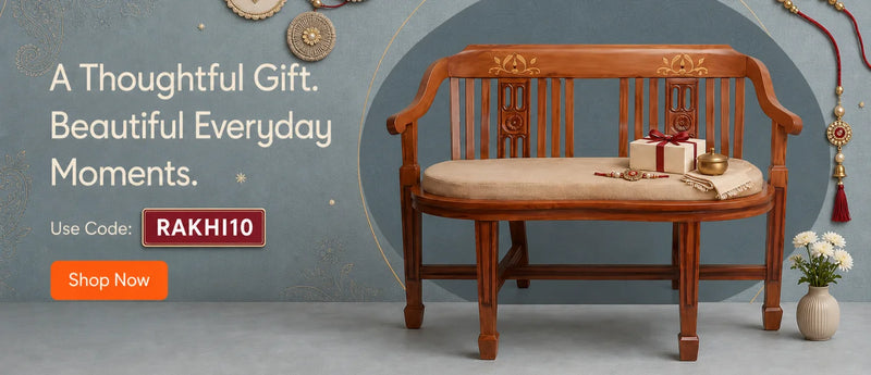wooden love seat rakhi sale banner