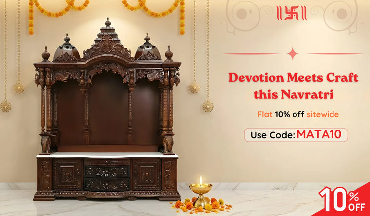 wooden temple banner for navratri