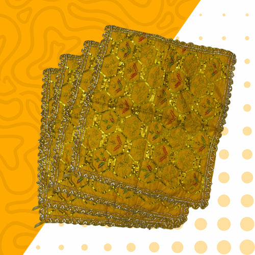 Yellow Pooja Aasan with Sequin Work