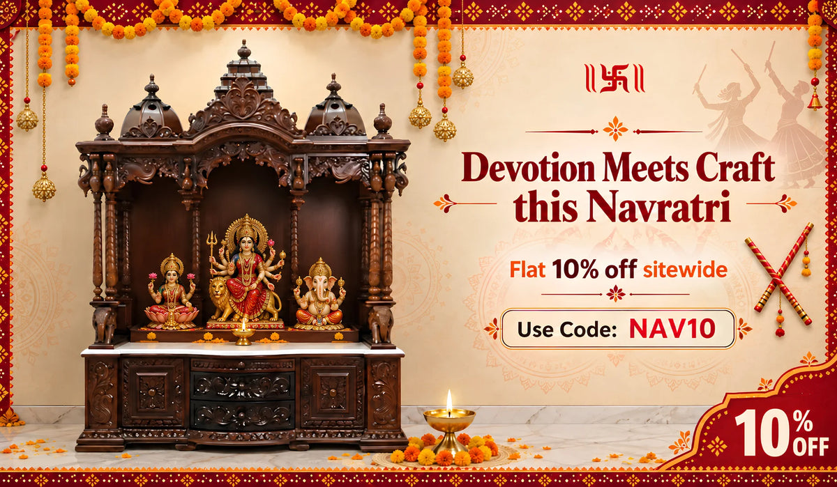 Navratri sale: teak pooja mandirs delivered worldwide