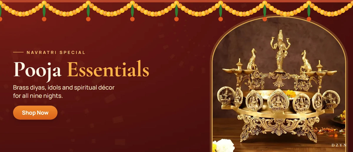 Navratri pooja essentials: brass diyas, idols and spiritual decor