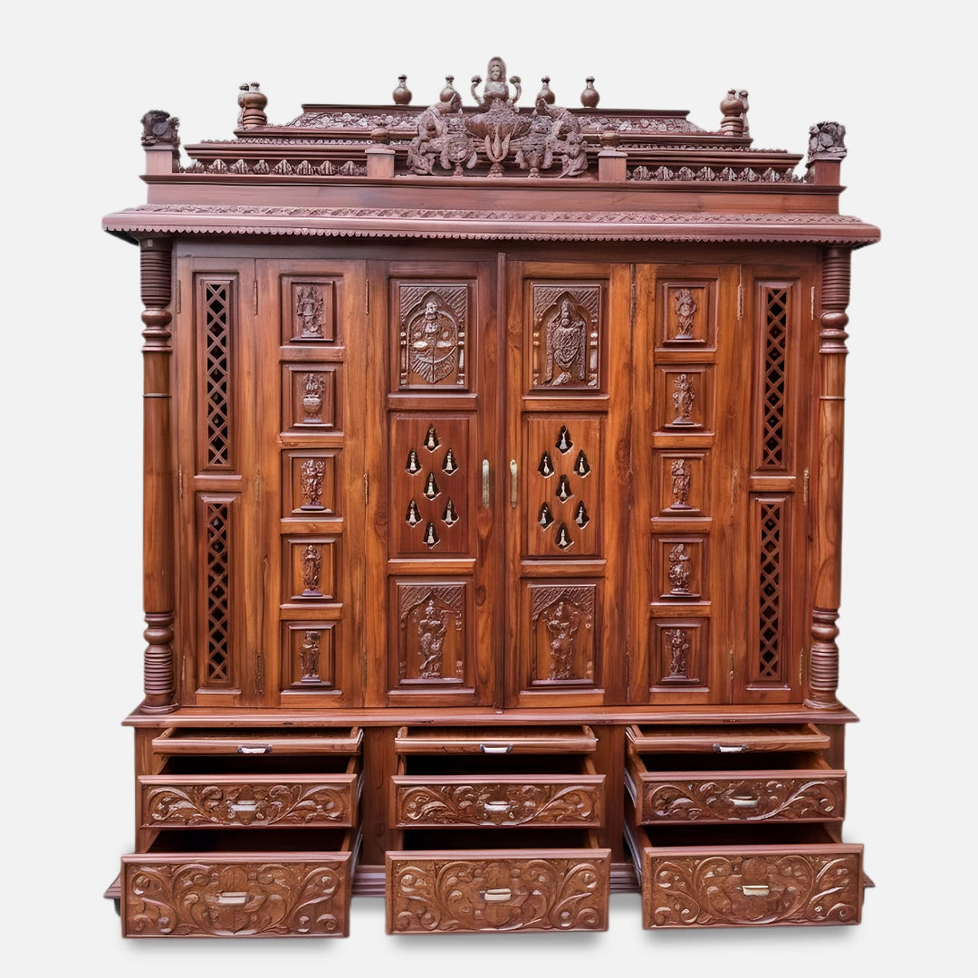 open drawer front view of  Anandlok Teak Wood Mandap (Teak) 