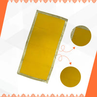 pattern view  of Yellow Cotton Aasan with Golden Zari Border – 19x39 inch 