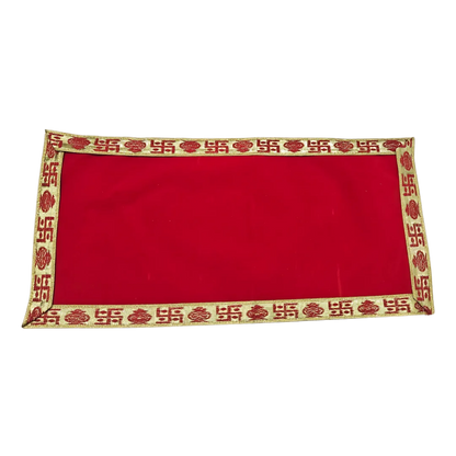 Red Velvet Pooja Aasan with Swastik Border – 09x13.4 Inch