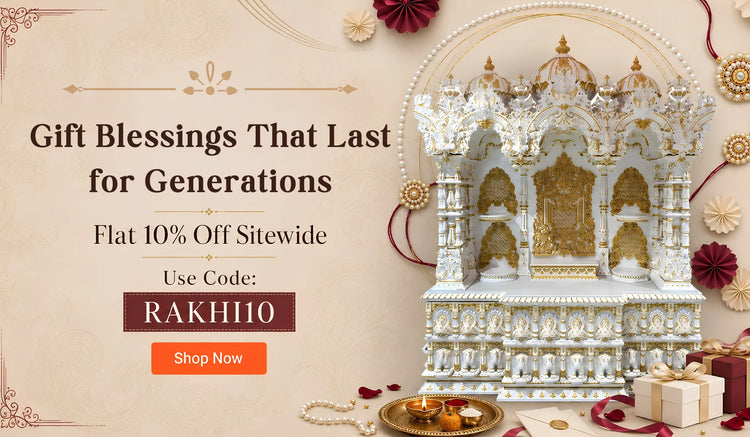 white pooja mandir for home banner