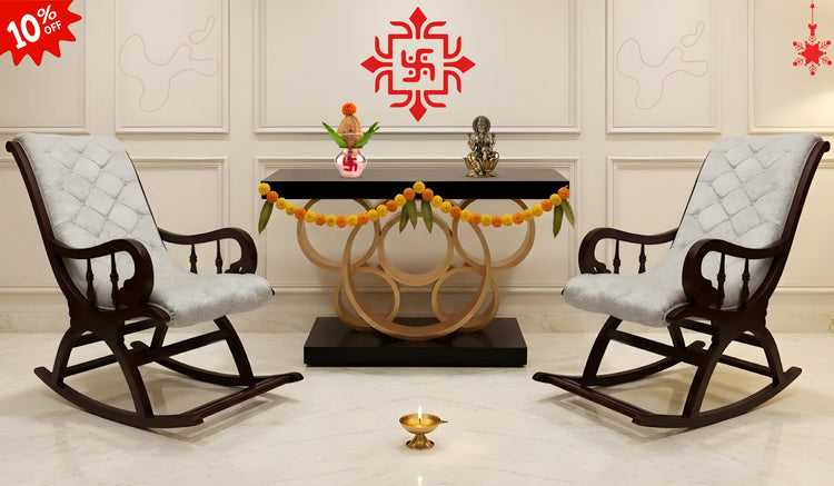 rocking chair and console table banner for navratri