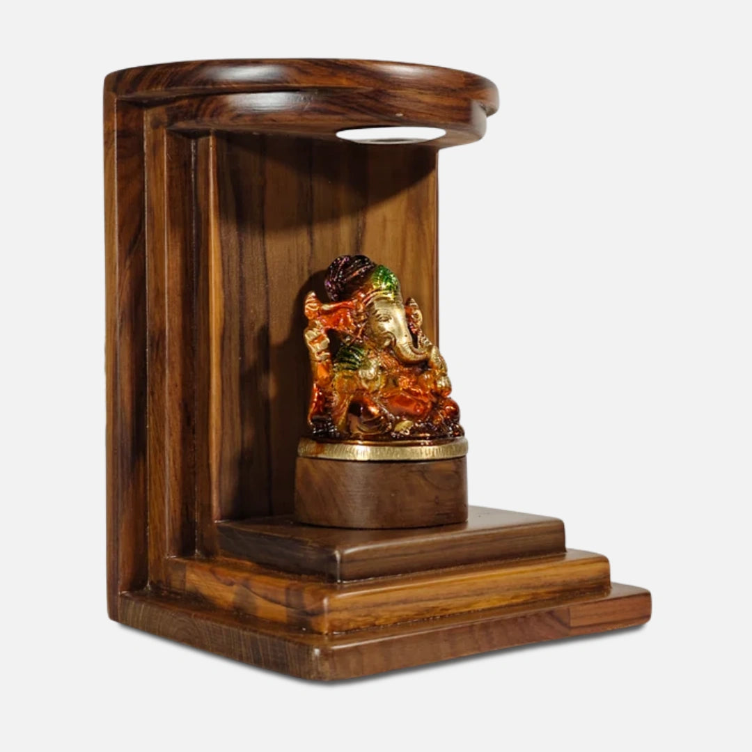 side angle  of Aarsh Teak Wood Mandir Teak