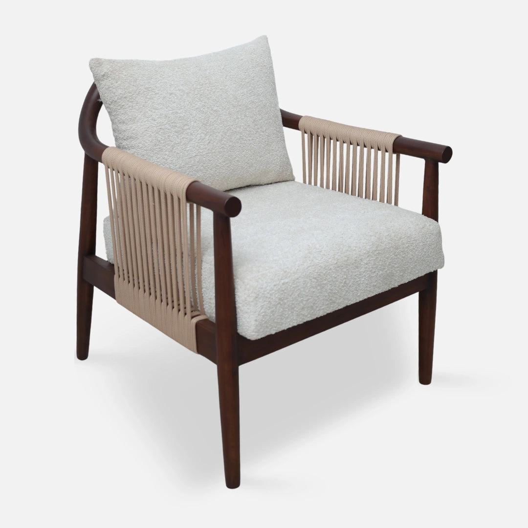 Tressa Teak Wood Bedroom Chair (Brown)side angle 