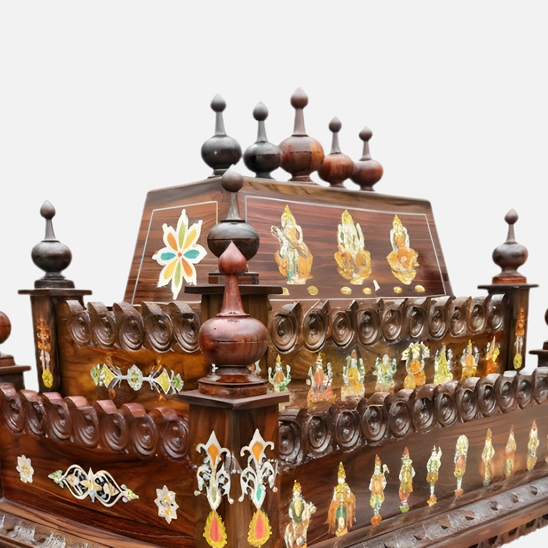 side dome view   of Mantraa Teak Wood Mandap (Brown) 