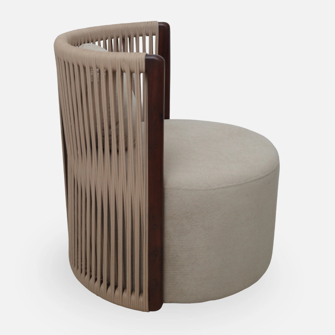 side view of Lubin Teak Wood Bedroom chair (Brown)