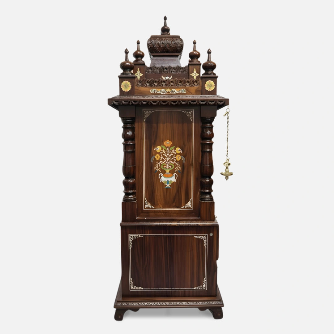 side view  of  Shuchita Teak Wood Mandap (Brown)