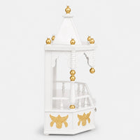 Anugrah Wall Mount Pooja Mandir without Door (White Gold) Side View