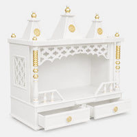 Sunanda Bhawan Medium Wall Mount Pooja Mandir without Door (White Gold)