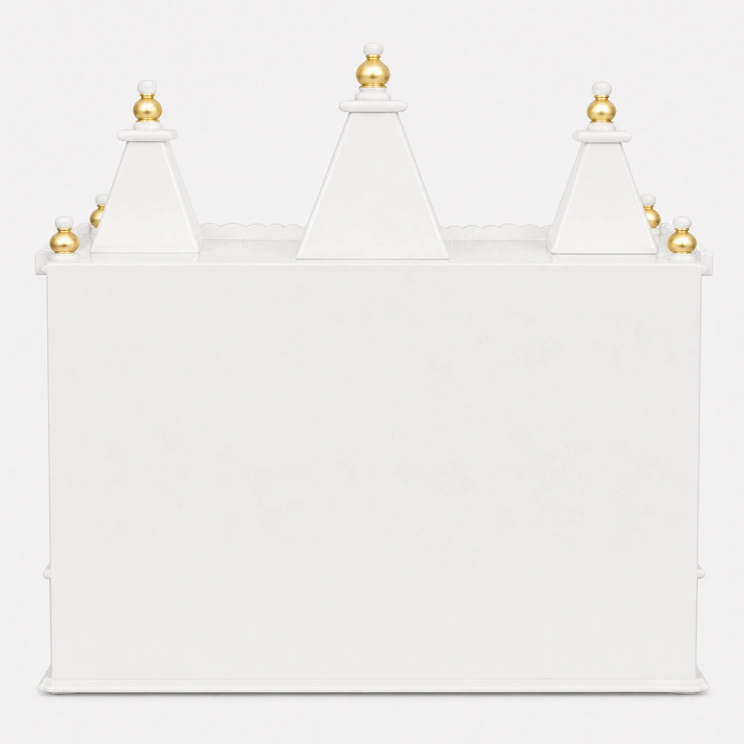 Sunanda Bhawan Medium Wall Mount Pooja Mandir without Door (White Gold)