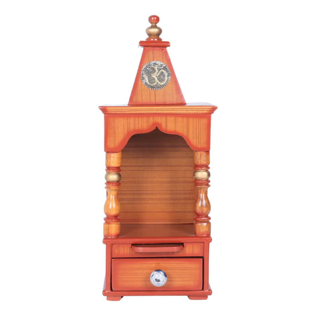 Aradhya Teak Wood Pooja Mandir Teak Gold