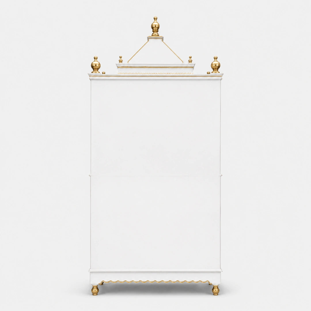 Pooja Graham Large Floor Rested Pooja Mandap with Door (White Gold)