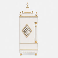 Pooja Graham Large Floor Rested Pooja Mandir with Door (White Gold) Side Angle